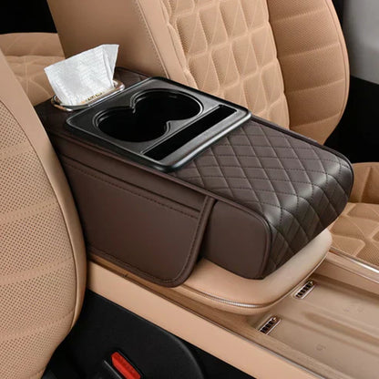 Integrated multifunctional car armrest increase with pressure compensation