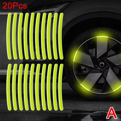 🔥Hot Selling 50%🔥 40 Pcs 2.76'' Universal Reflective Wheel Rim Stripe Decal Sticker for Motorcycle, Car, Cycling, Bike, Night Safety Decoration